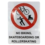 Reflective Aluminum Sign - Diamond Grade Reflective Aluminum No Biking Skateboarding or Rollerskating Sign